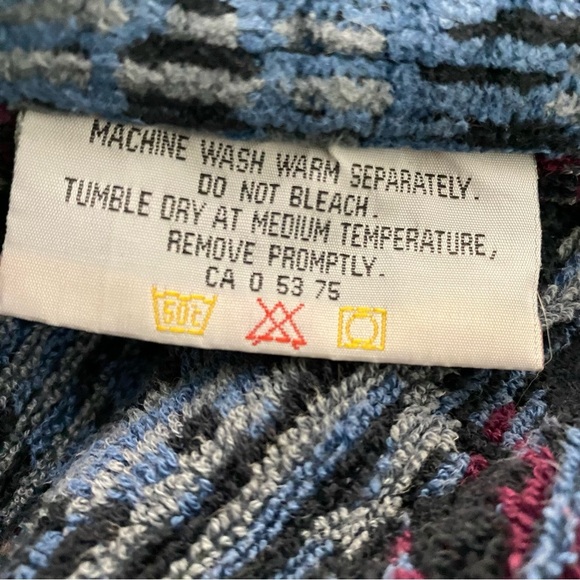 Oscar De La Renta Aztec Loungewear Bathrobe Vintage Heavy Terry Cloth OS - Picture 5 of 8